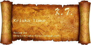 Kriska Timur névjegykártya